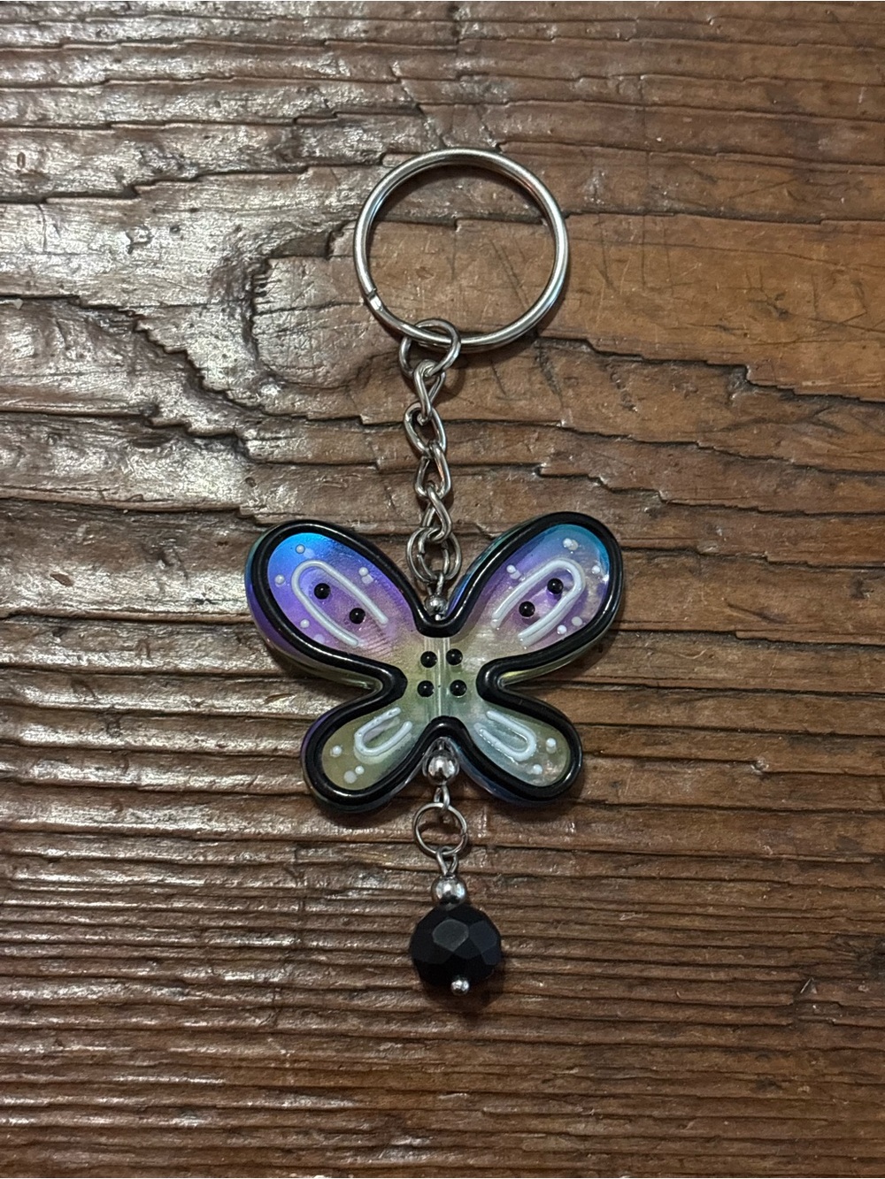 Butterfly Keychain Charm in Purple and Green - Unbranded